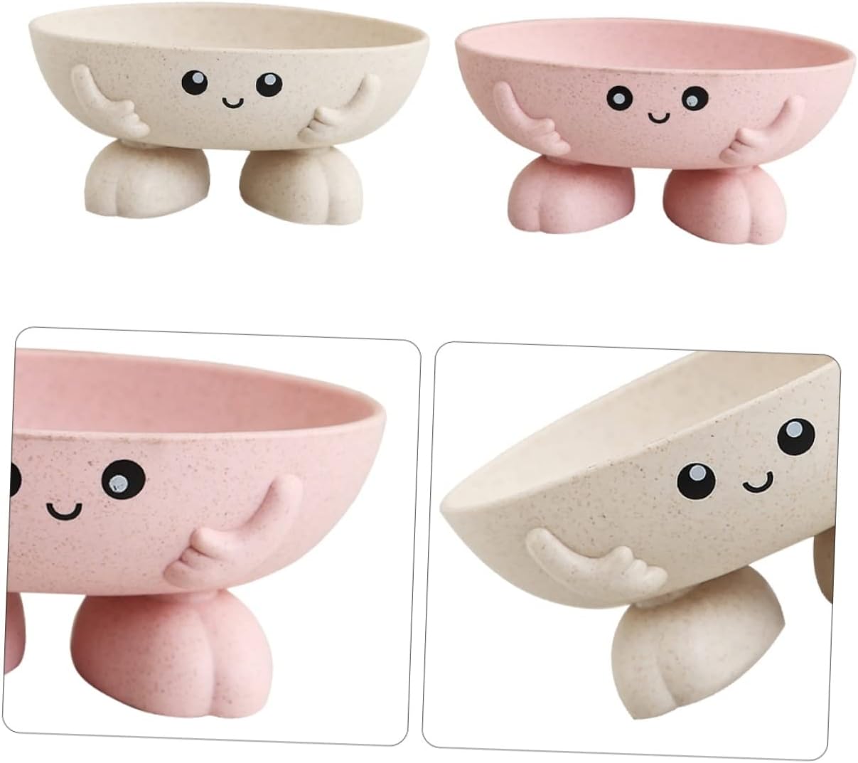 Ciieeo 2pcs Bar Soap Holder Cartoon Design Straw Material for Bathroom Kitchen