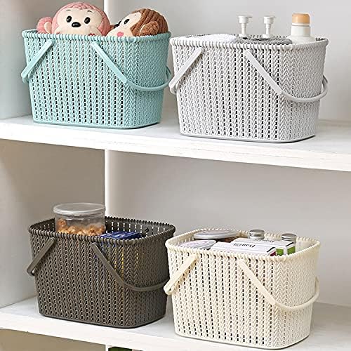 HOUZHeng Portable Rattan Shower Caddy with Dual Handles