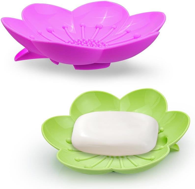 Mabnuby Flower Shower Soap Dishes 2 Pack Large