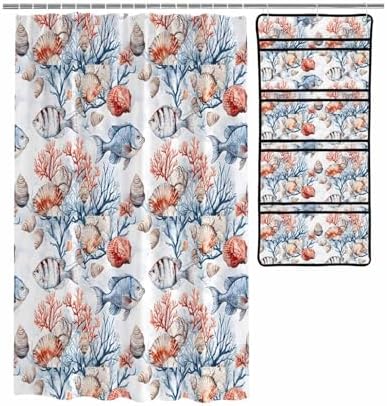 Shower Curtain Organizer Set - Waterproof Mesh Perfect For Bathroom Storage