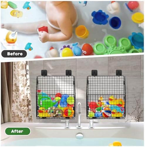 Greentainer Foldable Bath Toy Storage Basket