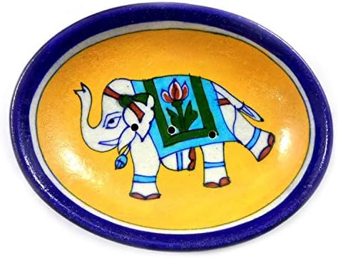 Handicraft Ceramic Soap Dish Holder Sky Blue Artwork