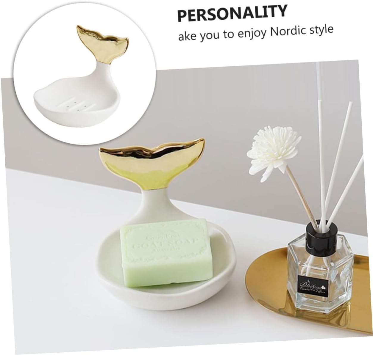 Modern JECOMPRIS Soap Holder Space-Saving Fishtail Design