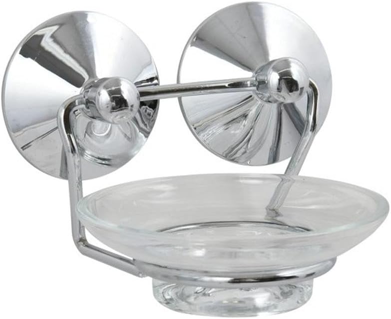 Modern Soap Dish with Suction Cups Chrome and Silver