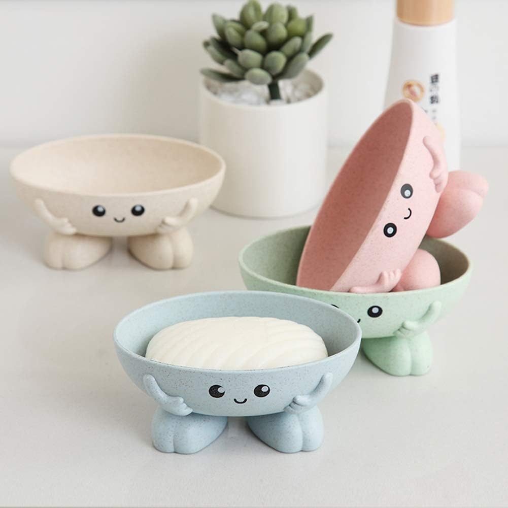 Ganolandstar Cute 4pc Wheat Straw Soap Case Holder Portable Travel