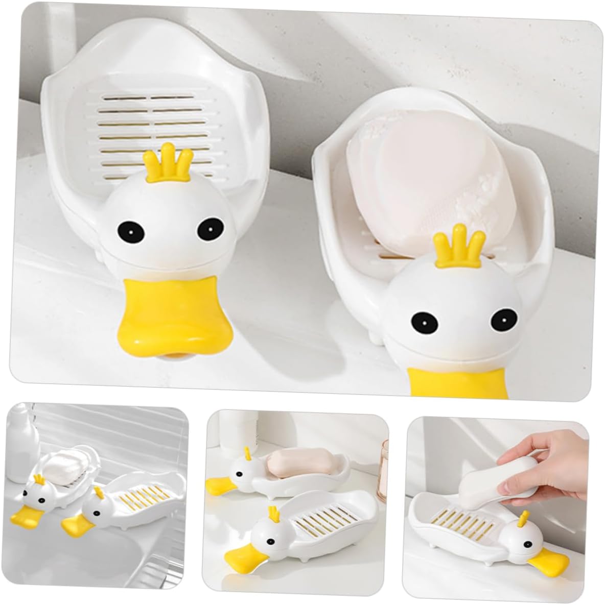 LIFKOME Cute Duck Soap Holder Self Draining Dish for Bathroom Kitchen