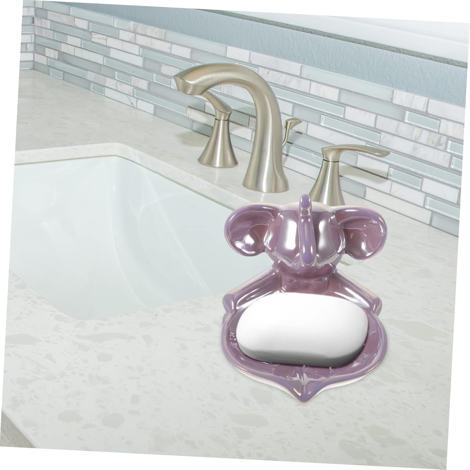 ABOOFAN Elephant Ceramic Soap Dish Holder for Bathroom Kitchen