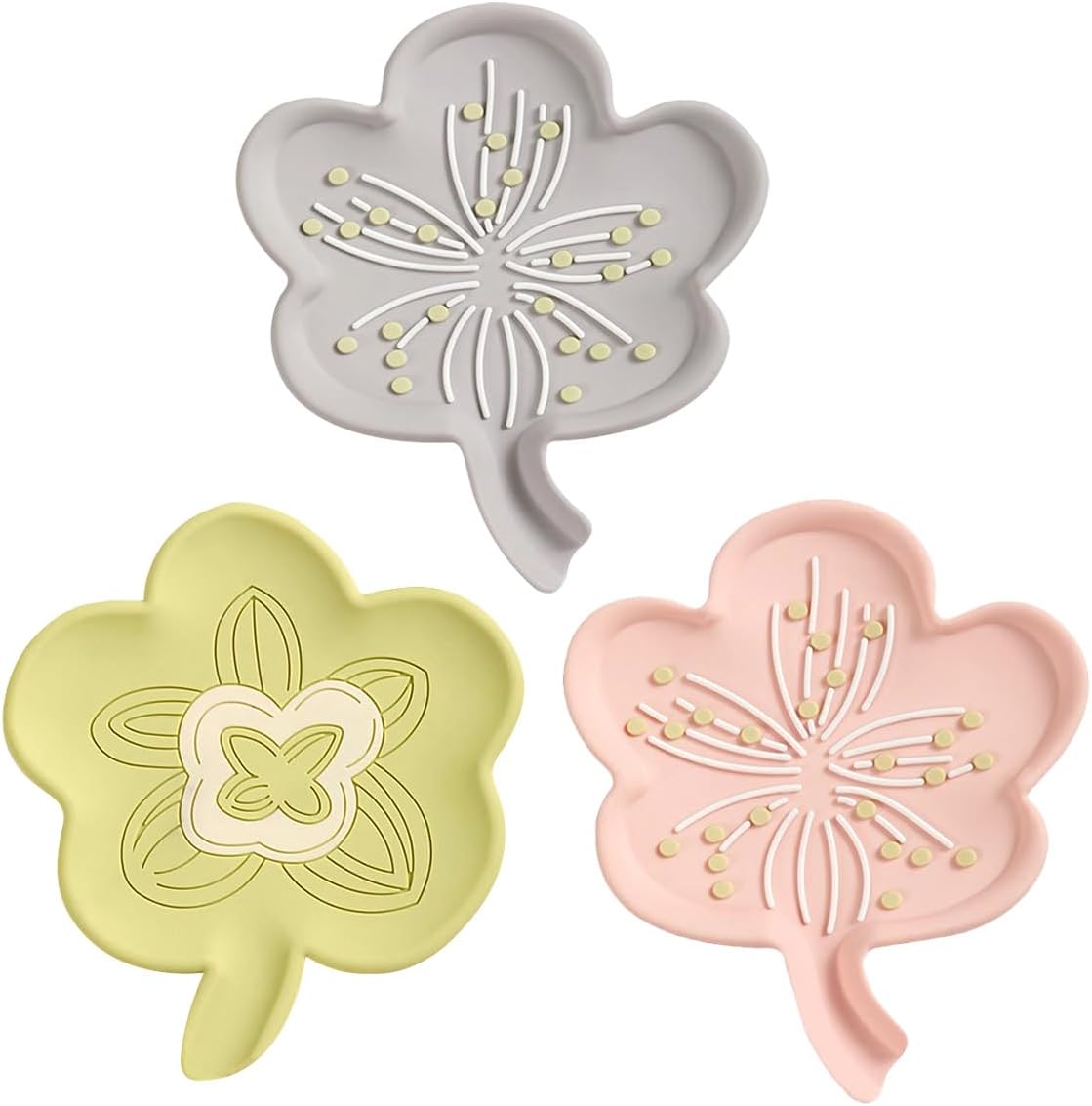 3PCS Self Draining Soap Dish with Flower Shape