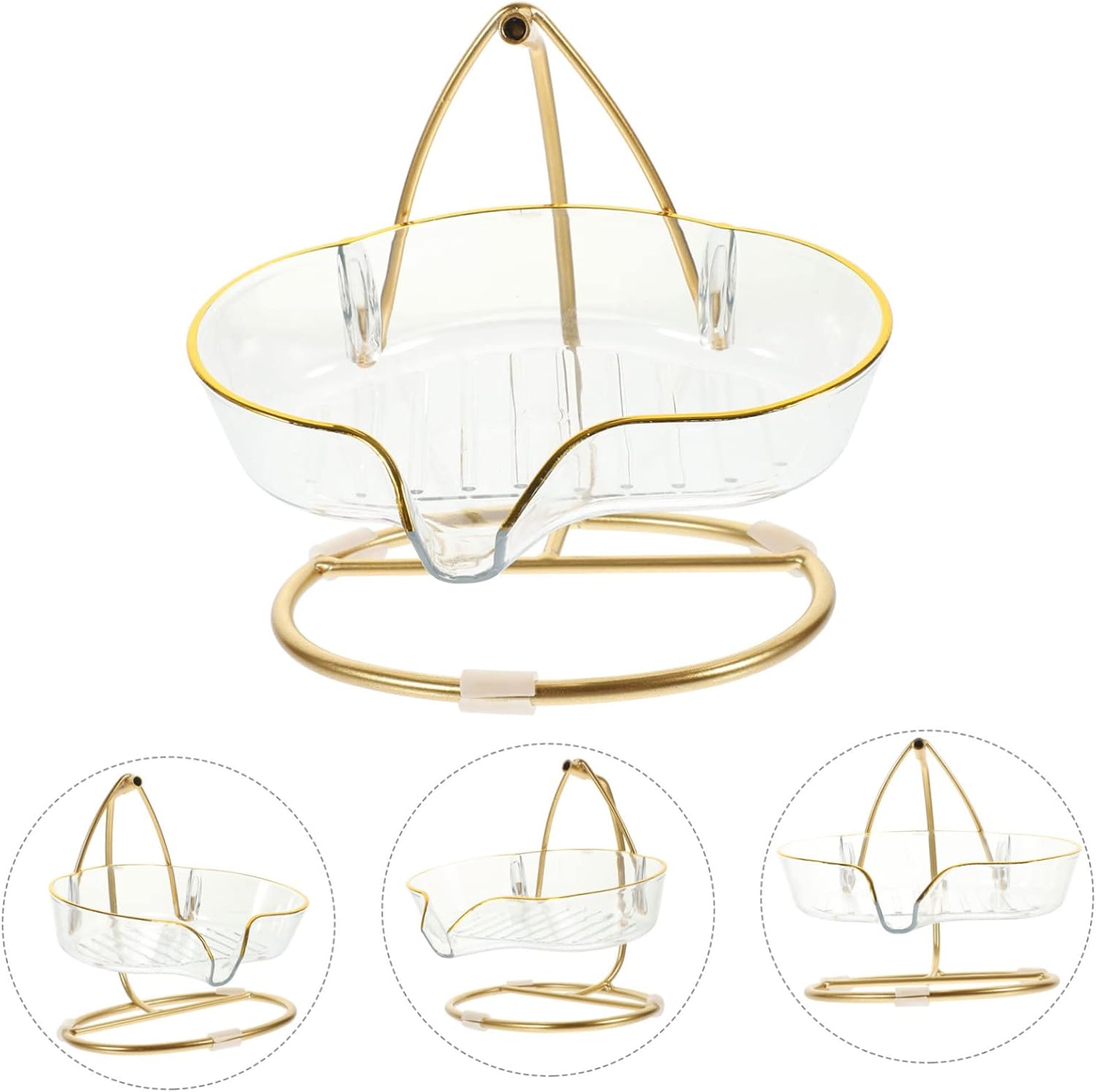 MAGICLULU Creative Self-Draining Holder with Clear Dish and Iron Stand