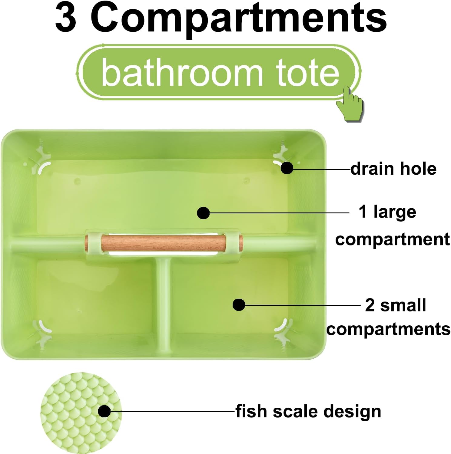 Haundry 3 Compartment Shower Caddy Organizer with Handle Portable Bathroom Essential Organizer
