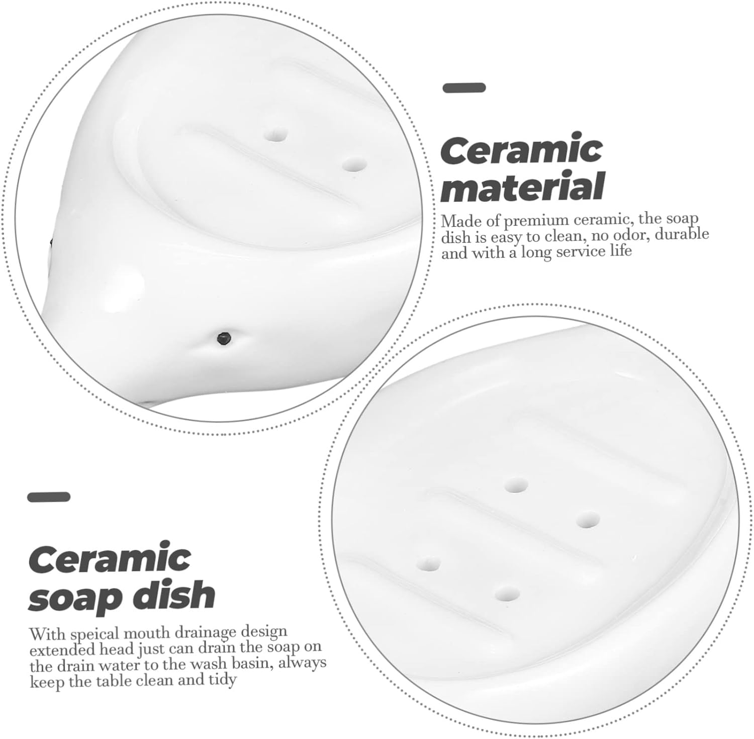 Elegant Self-Draining Ceramic Dolphin Soap Dish