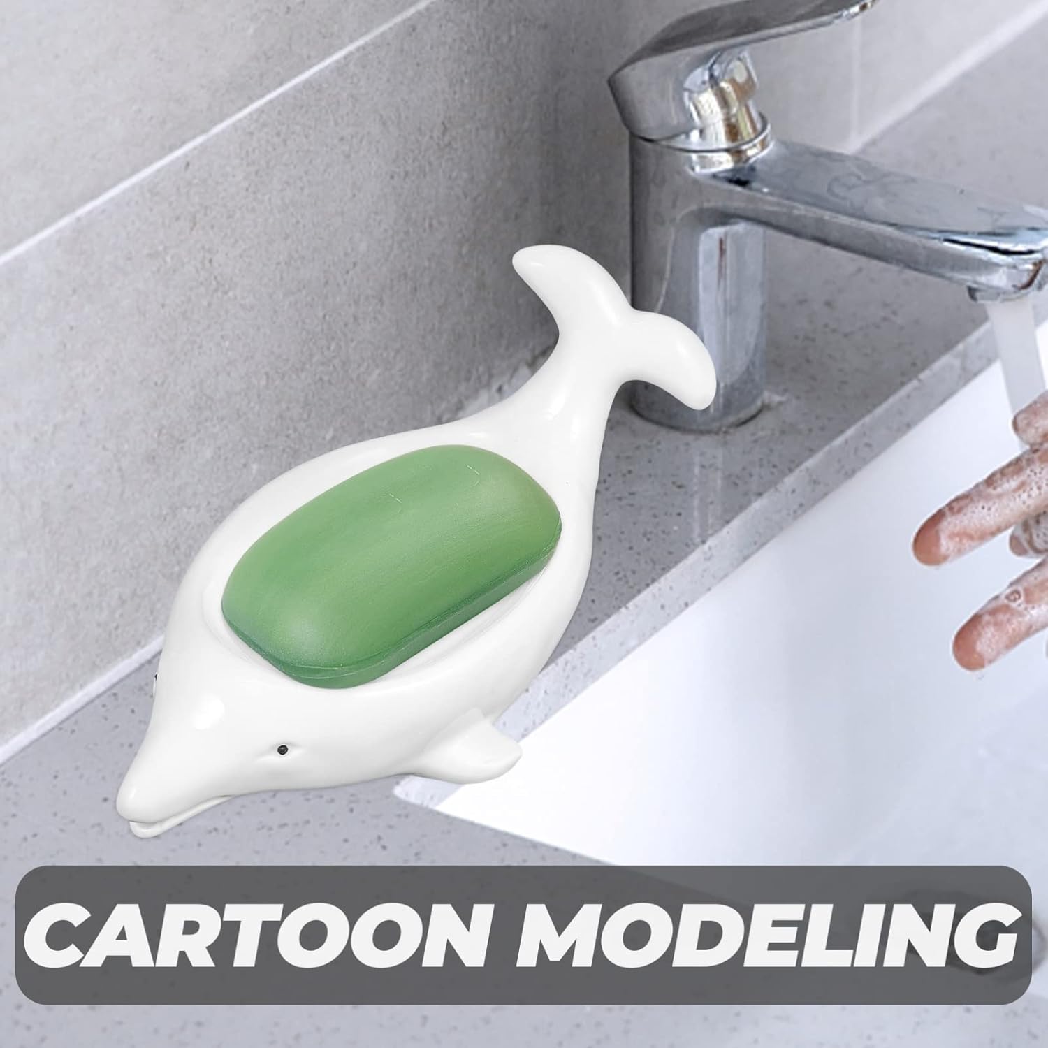 Cabilock Dolphin Ceramic Soap Dish for Bathroom