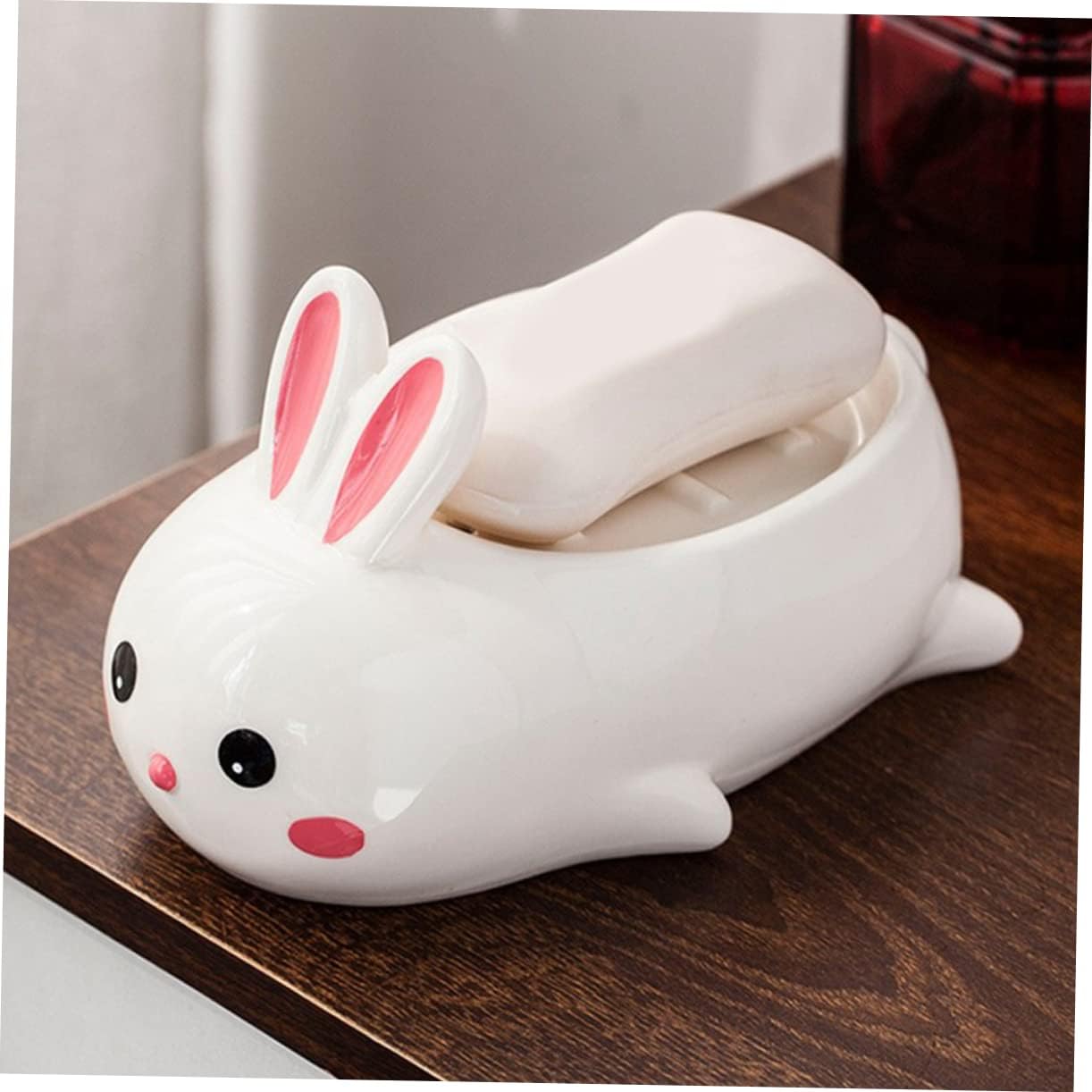 Adorable Ceramic Rabbit Soap Dish Draining System