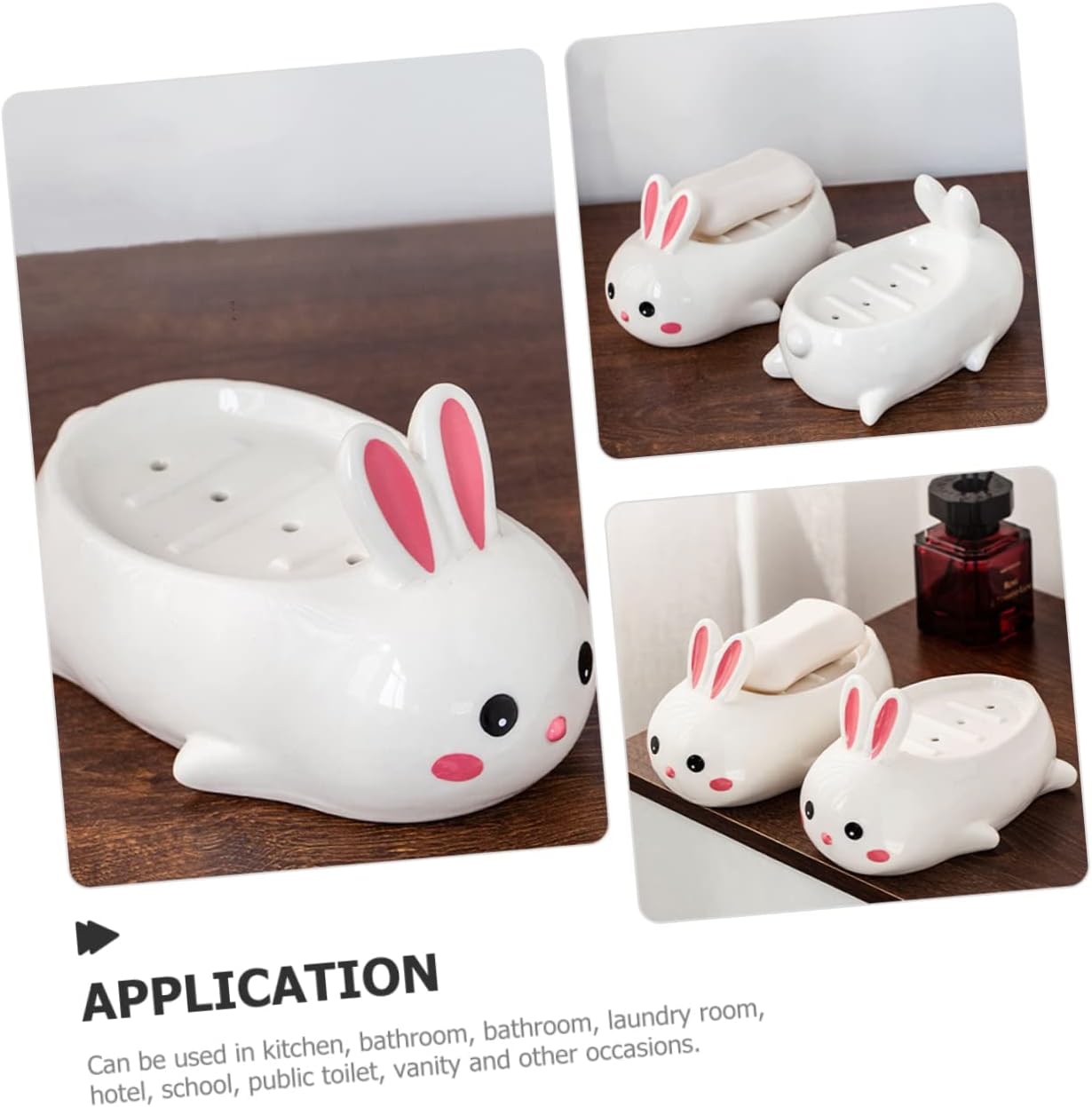 Ceramic Rabbit Soap Dish - Adorable Self-Draining Bathroom Decor
