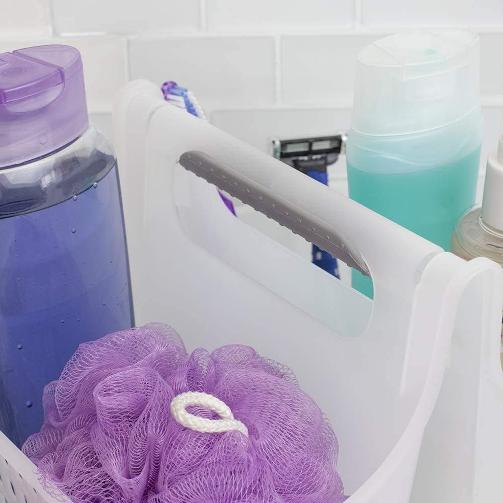2-Compartment Soft Grip Plastic Shower Caddy Organizer With Handle