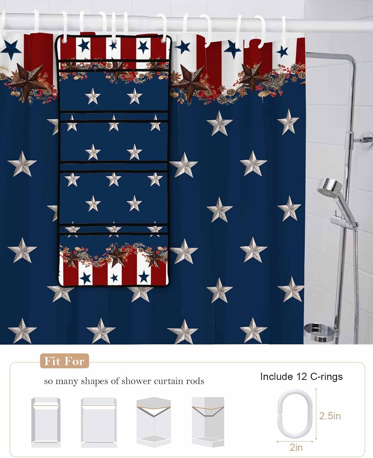 ZFUNCING Country Star Mesh Showing Organizer Set Waterproof and Easy to Install