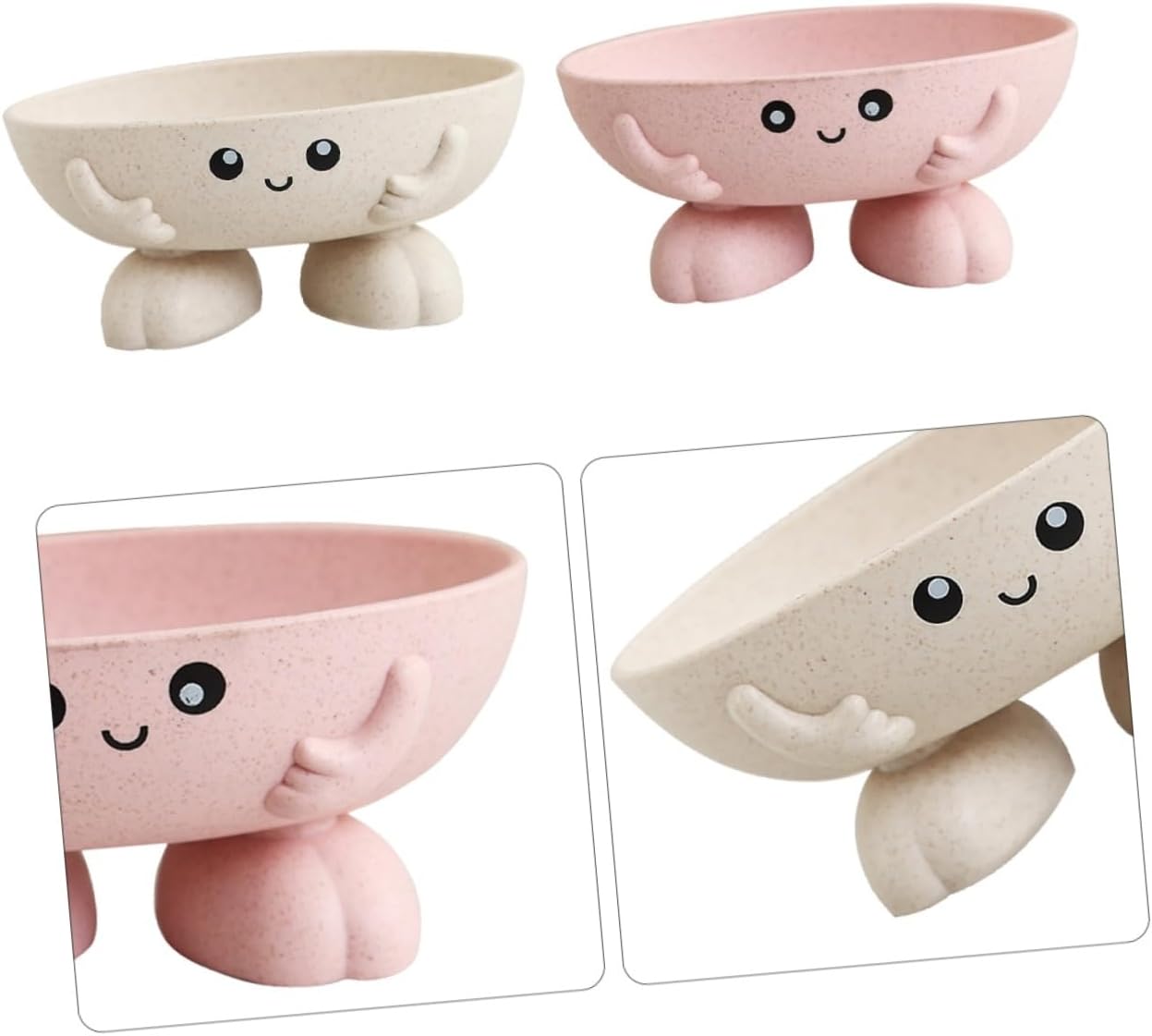 2pcs Cartoon Soap Dish with Drainage for Bathroom Kitchen