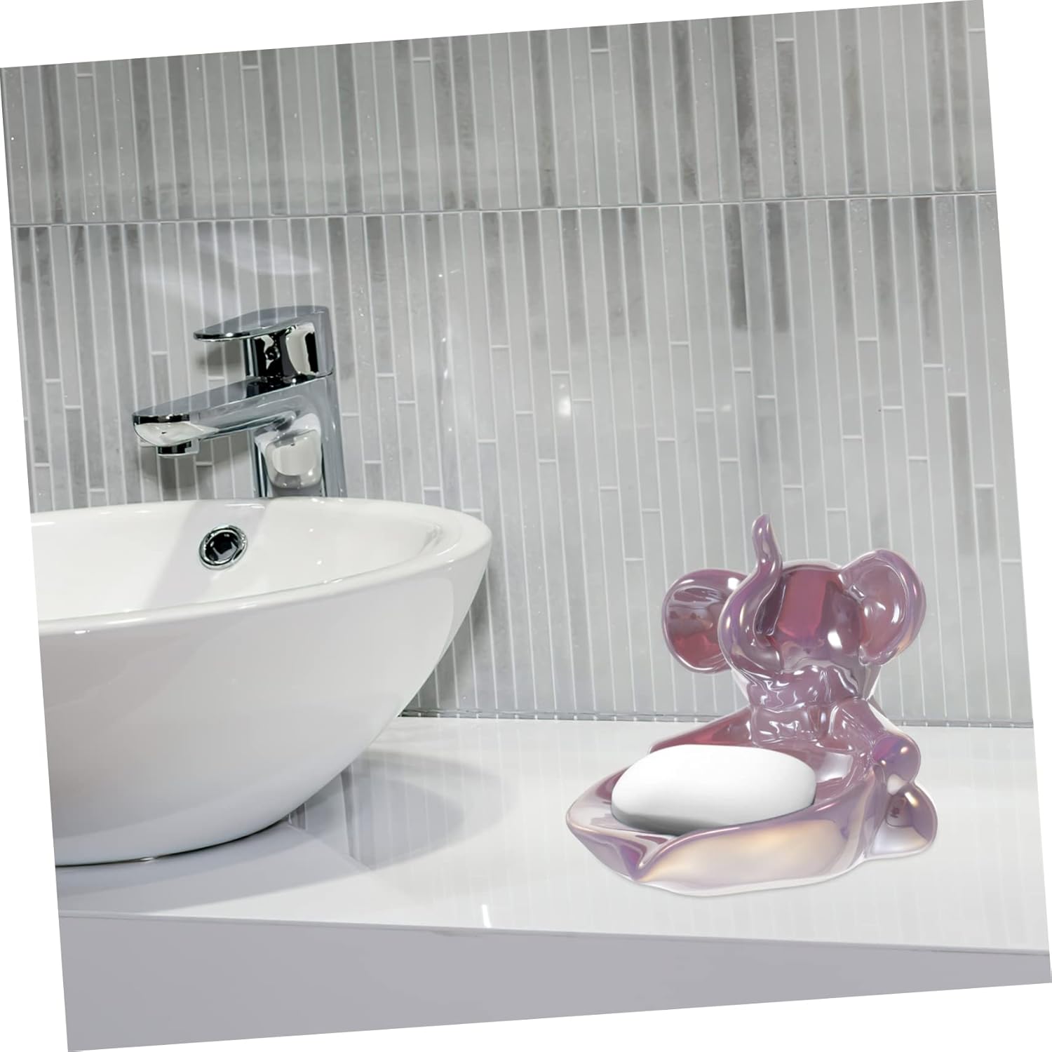 Elephant Ceramic Soap Tray - Durable Elegant Design for Home Kitchen