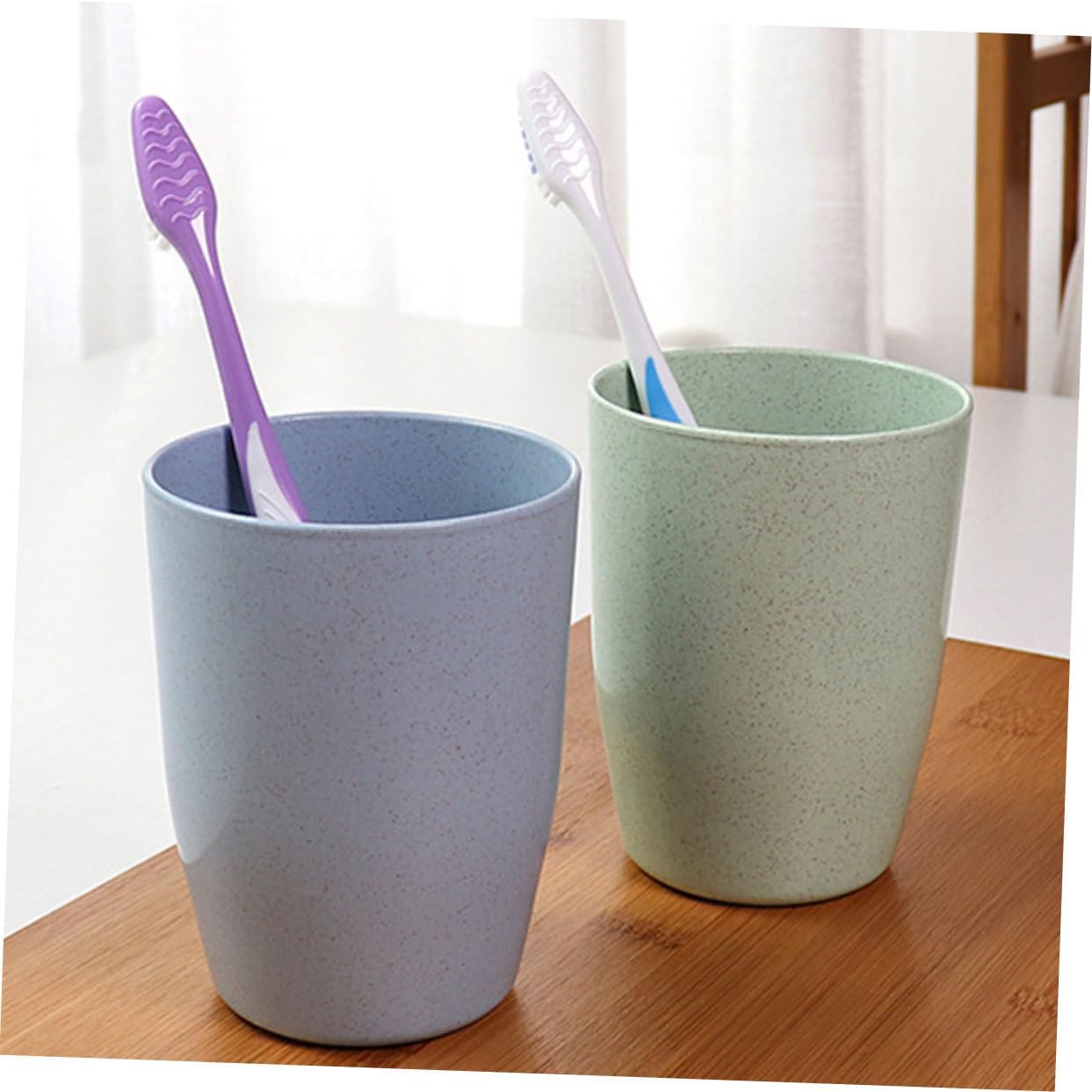 Mikinona 4pc Wheat Straw Gargle Cup Toothbrush Mugs for Kids Adults