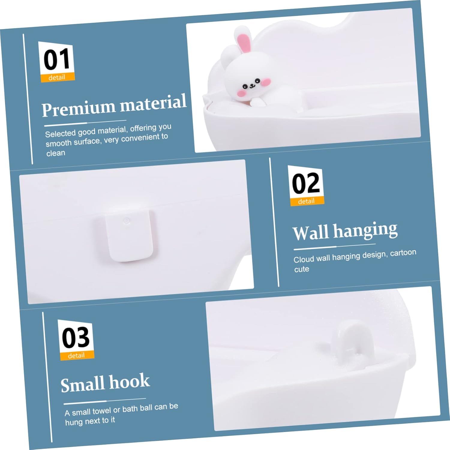 Homoyoyo Cartoon Cloud Wall-Mounted Soap Dish Punch Holder Self-Draining Design