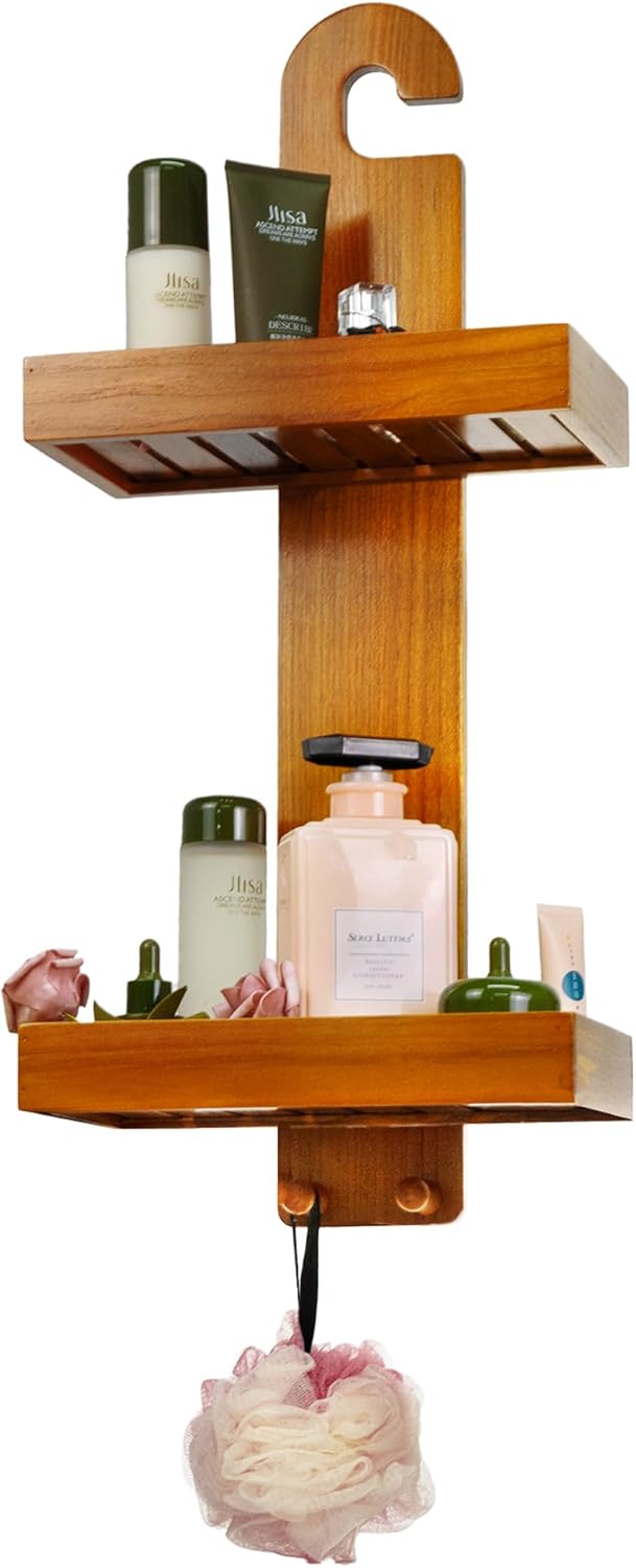 Utoplike Multi-Purpose Teak Wood Shower Caddy