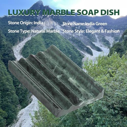 2PC Koville Indian Natural Green Marble Soap Dish for Bathroom