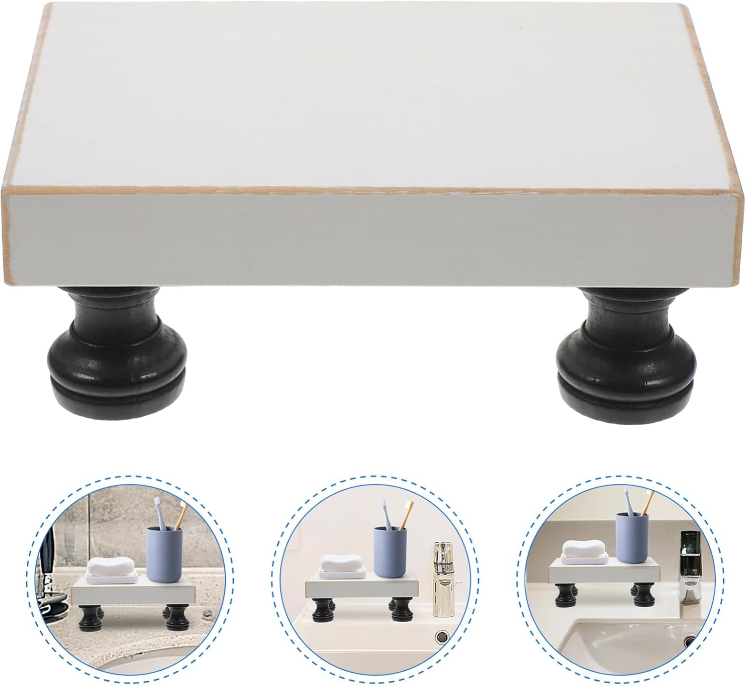 Alipis Wooden Soap Holder Stool with Storage for Bathroom