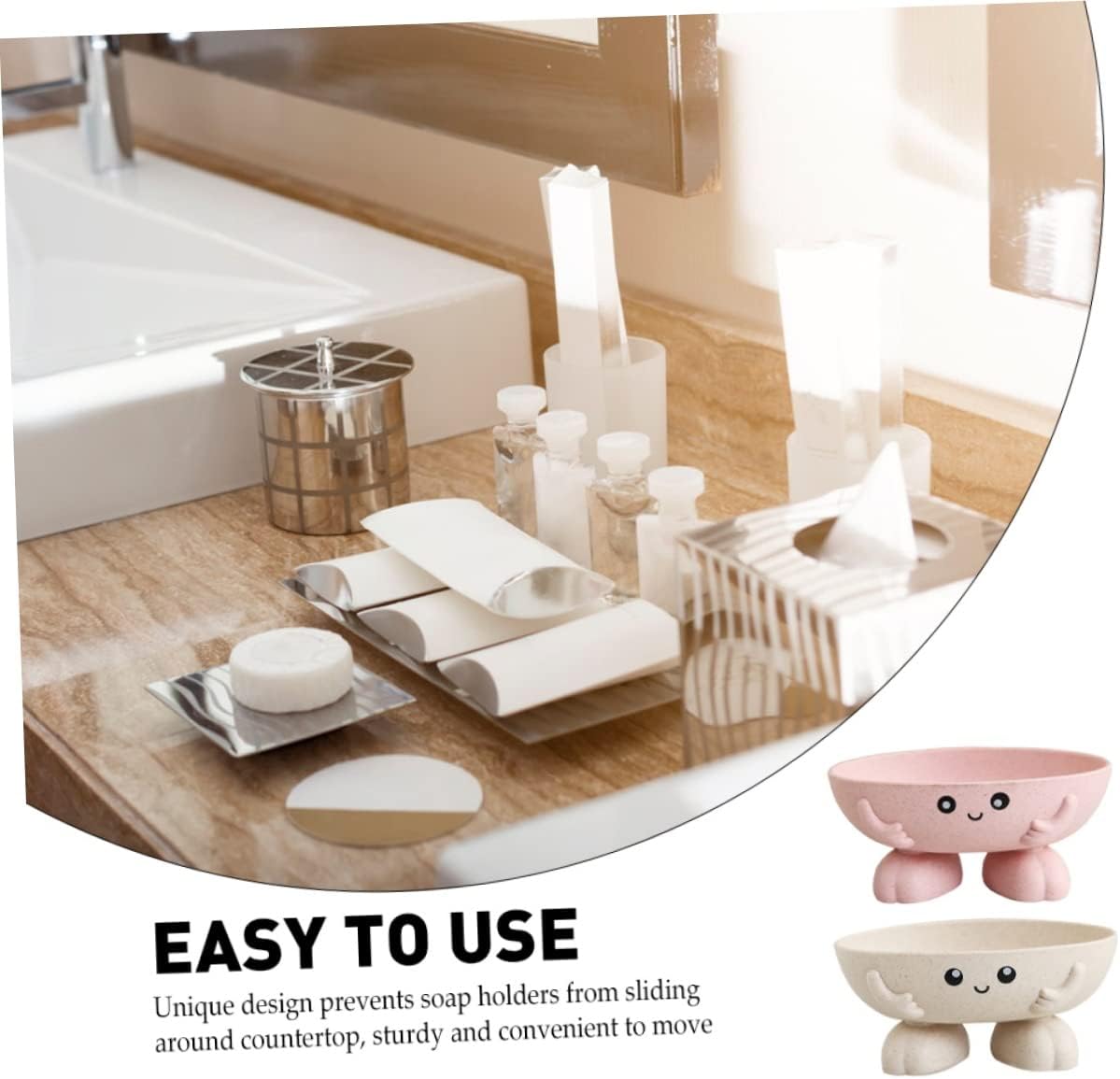 2pcs Cartoon Soap Dish with Drainage for Bathroom Kitchen
