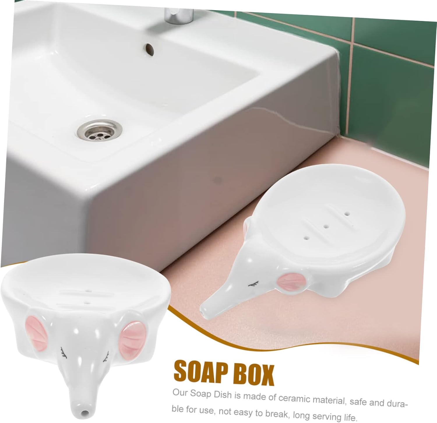 Adorable Elephant Self-Draining Ceramic Soap Dish