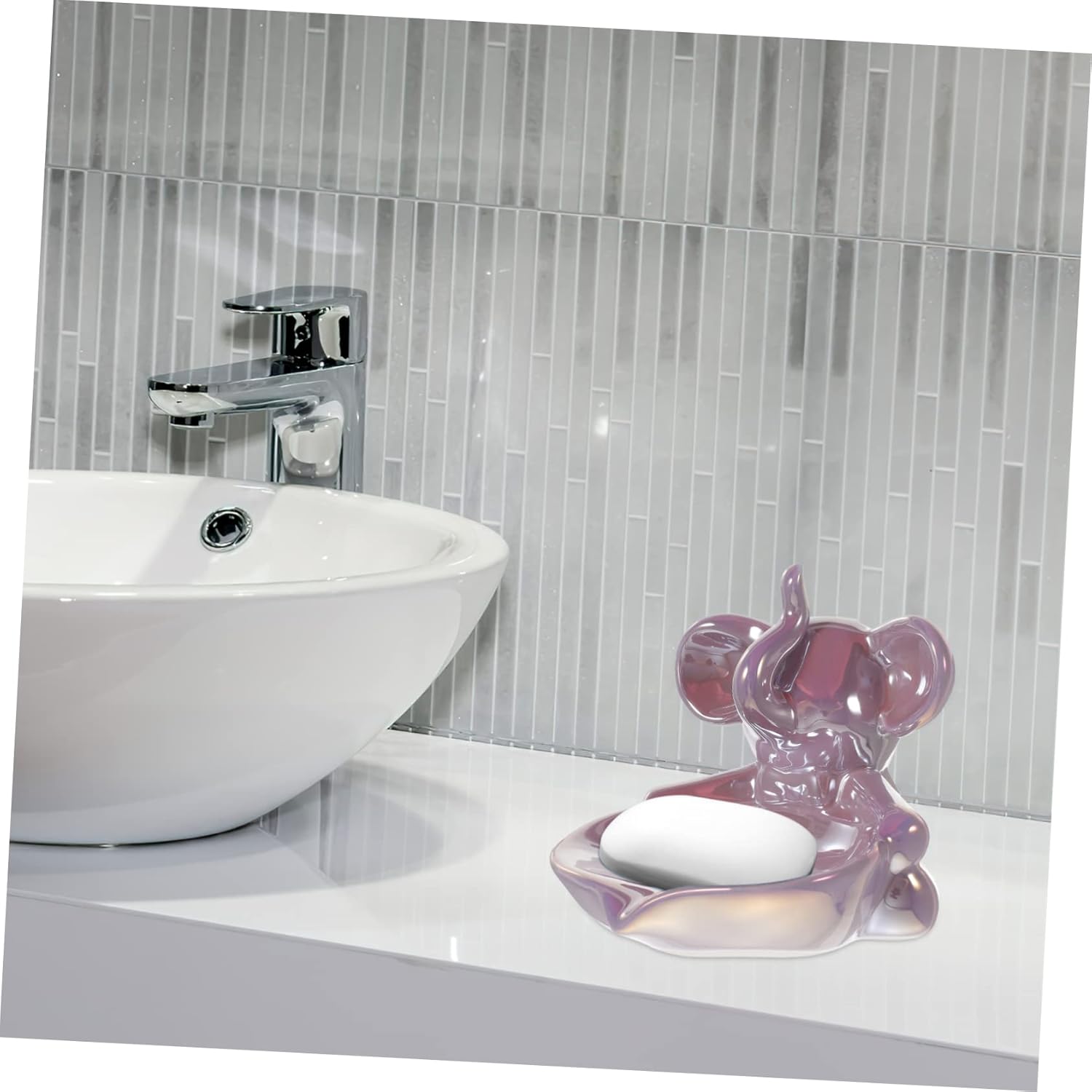 Adorable Ceramic Elephant Soap Dish Self-Draining Durable for Home Use