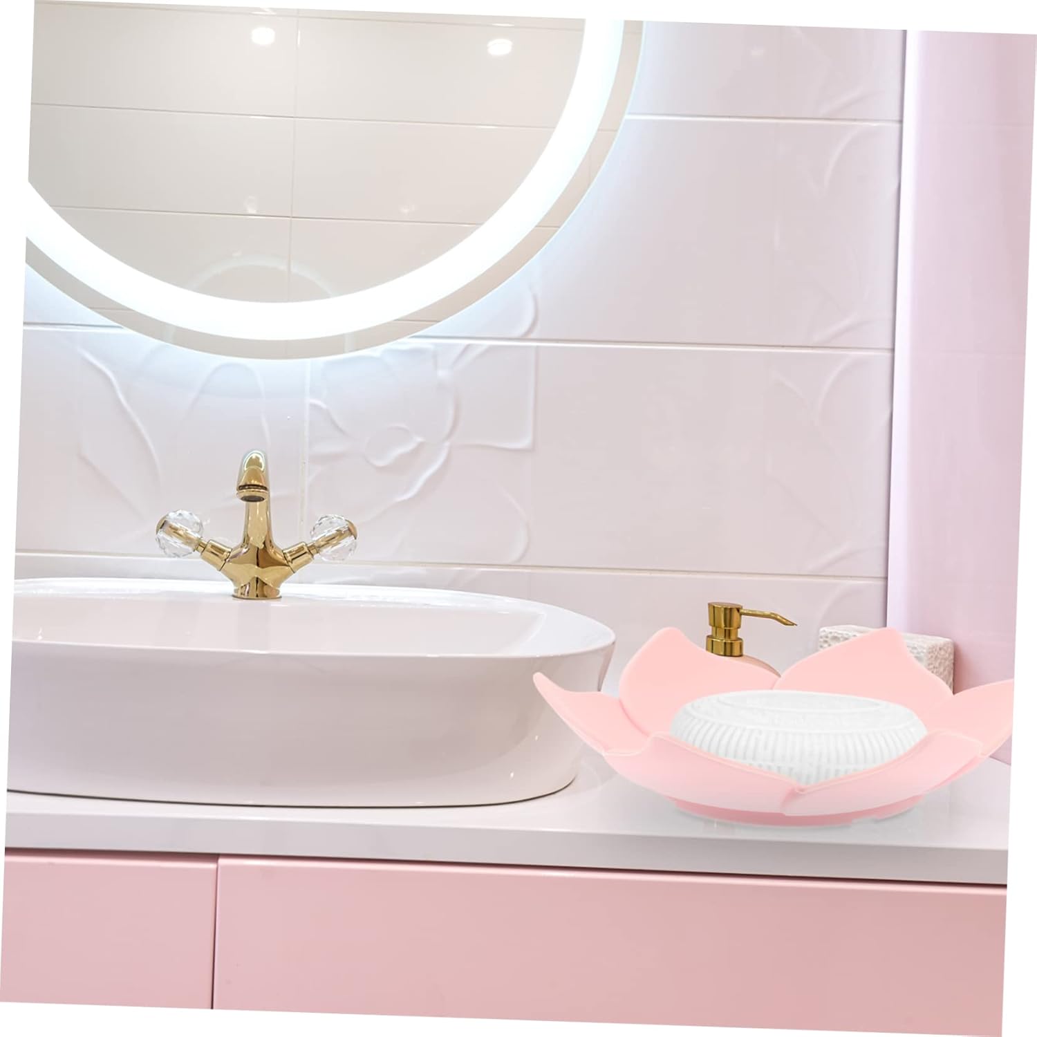 Floral Soap Box with Silicone Base and Drainage