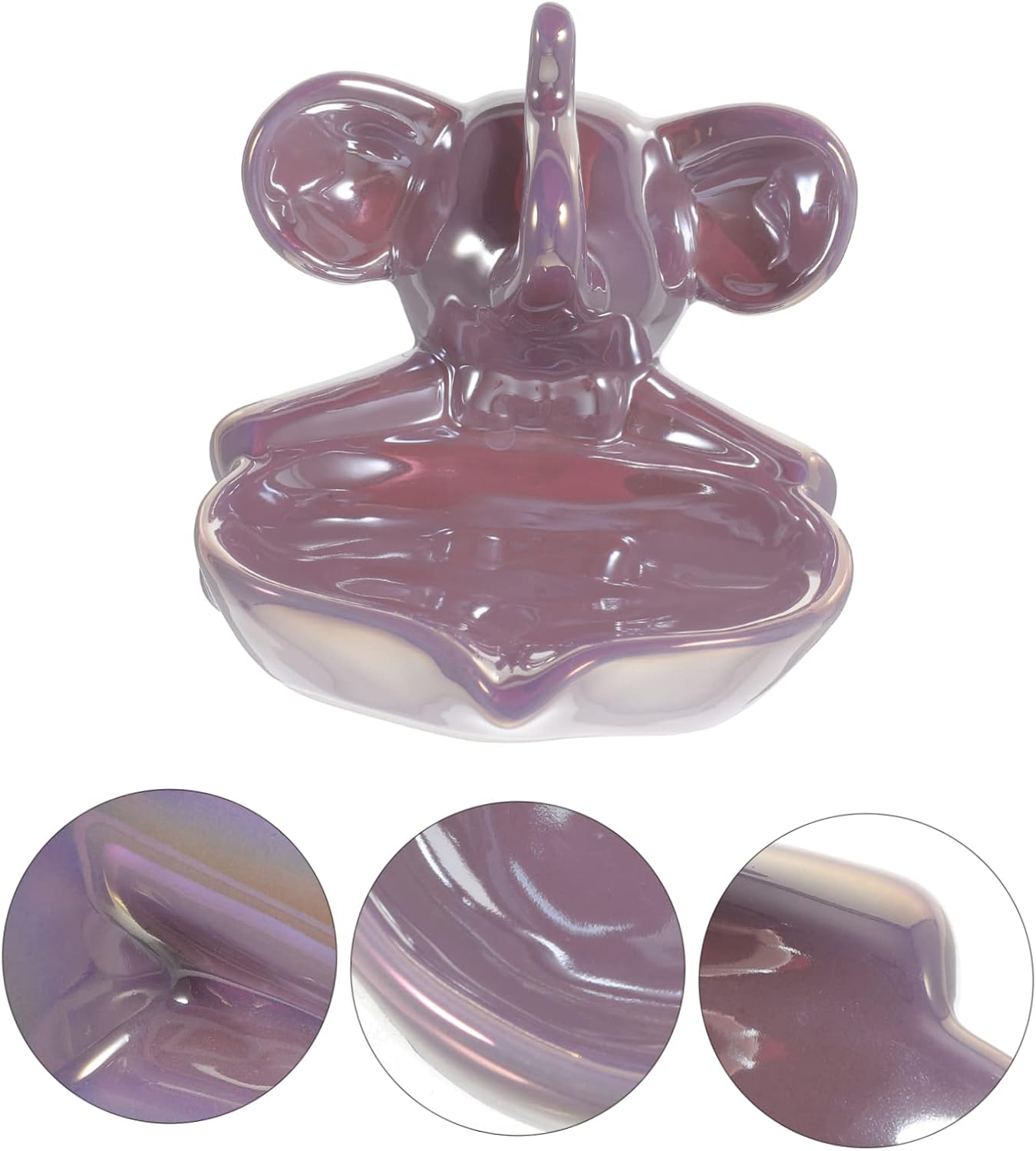 Adorable Ceramic Elephant Soap Dish Self-Draining for Bathroom Kitchen