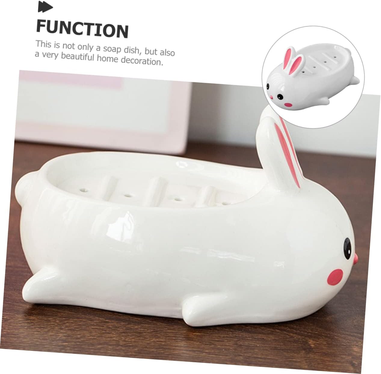 Adorable Ceramic Rabbit Soap Dish Draining System