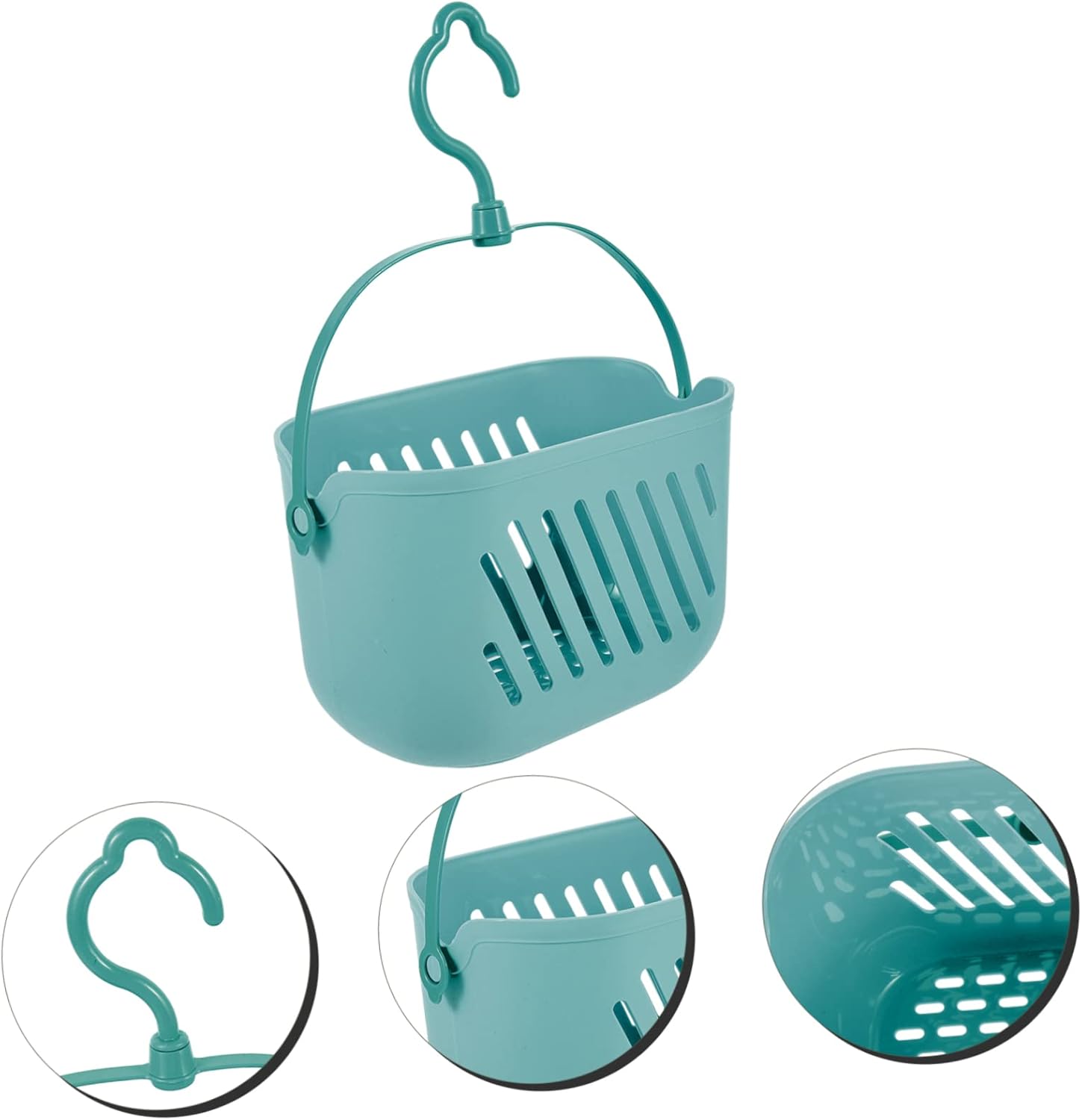FonDotin Hanging Shower Basket Organizer with Blue Hook for Bathroom Storage