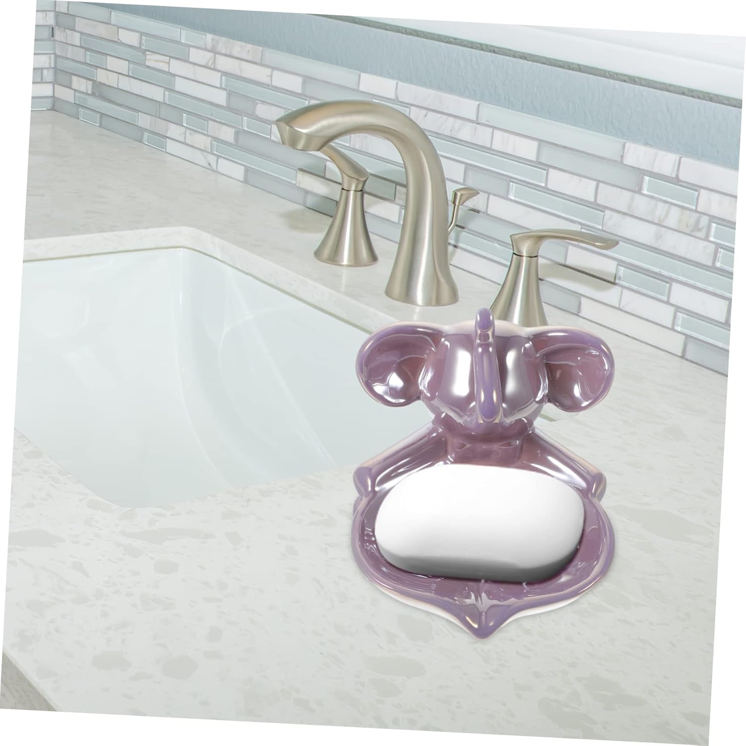 ABOOFAN Cute Elephant Ceramic Soap Dish