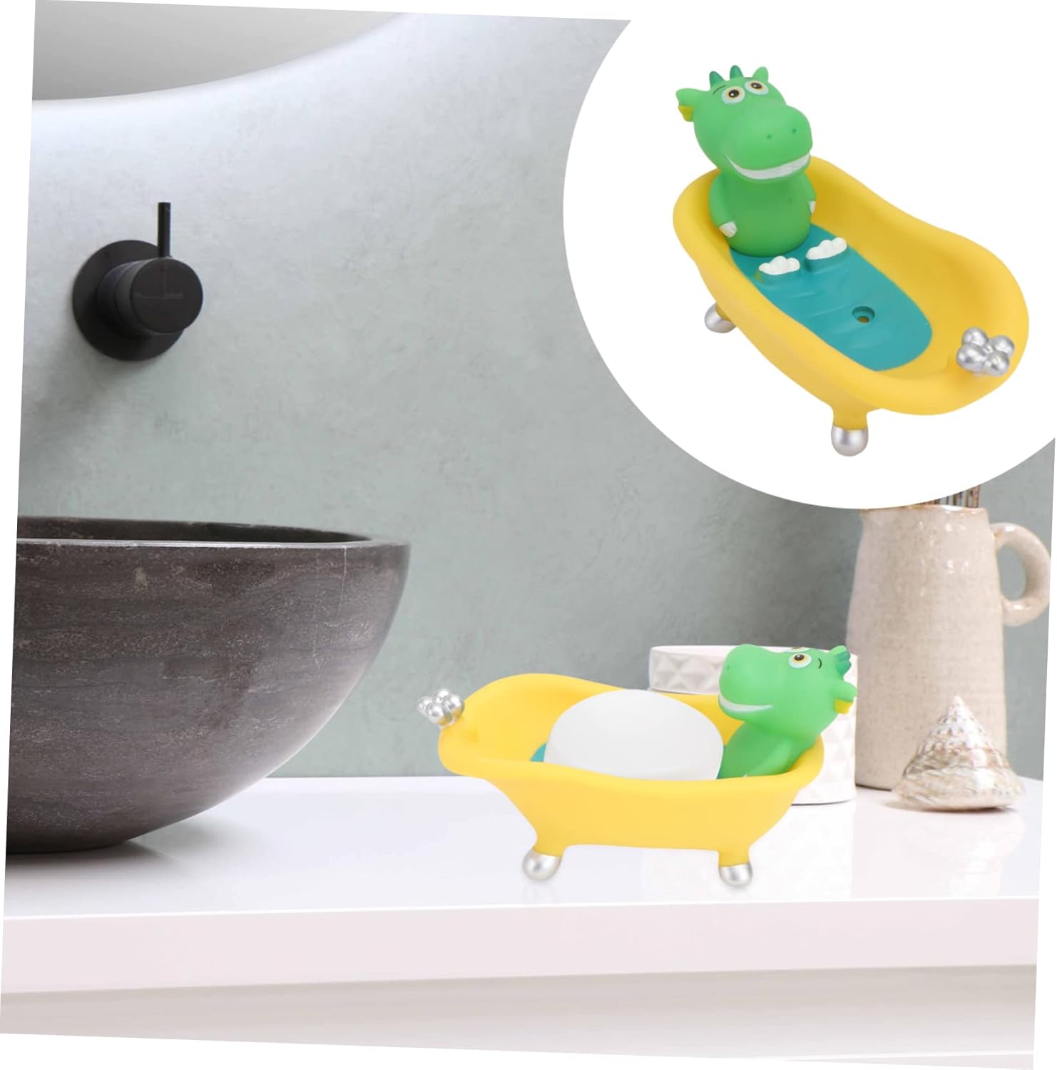 Ciieeo Cute Cartoon Bathtub Soap Box