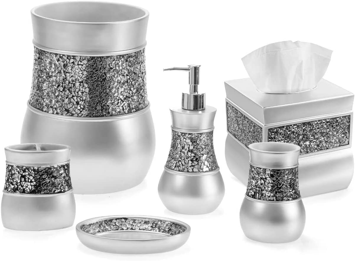 Crackled Glass Soap Dish for Bathroom Decor