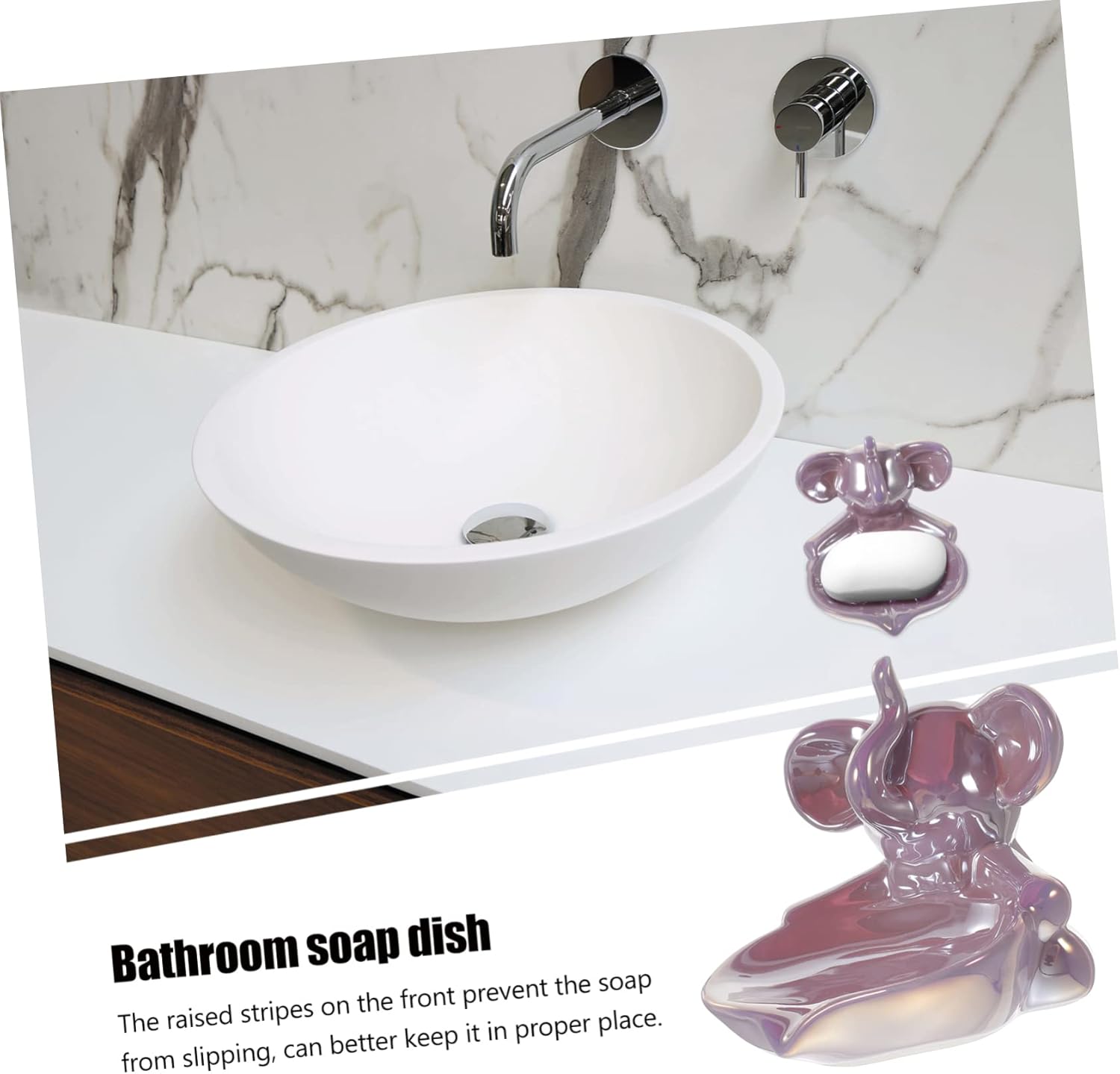 ABOOFAN Elephant Ceramic Soap Dish Holder for Bathroom Kitchen