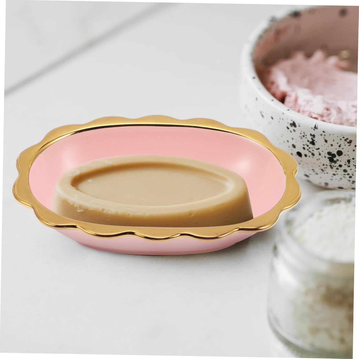 Zerodeko Ceramic Soap Dish Luxury with Elegant Design for Home Kitchen