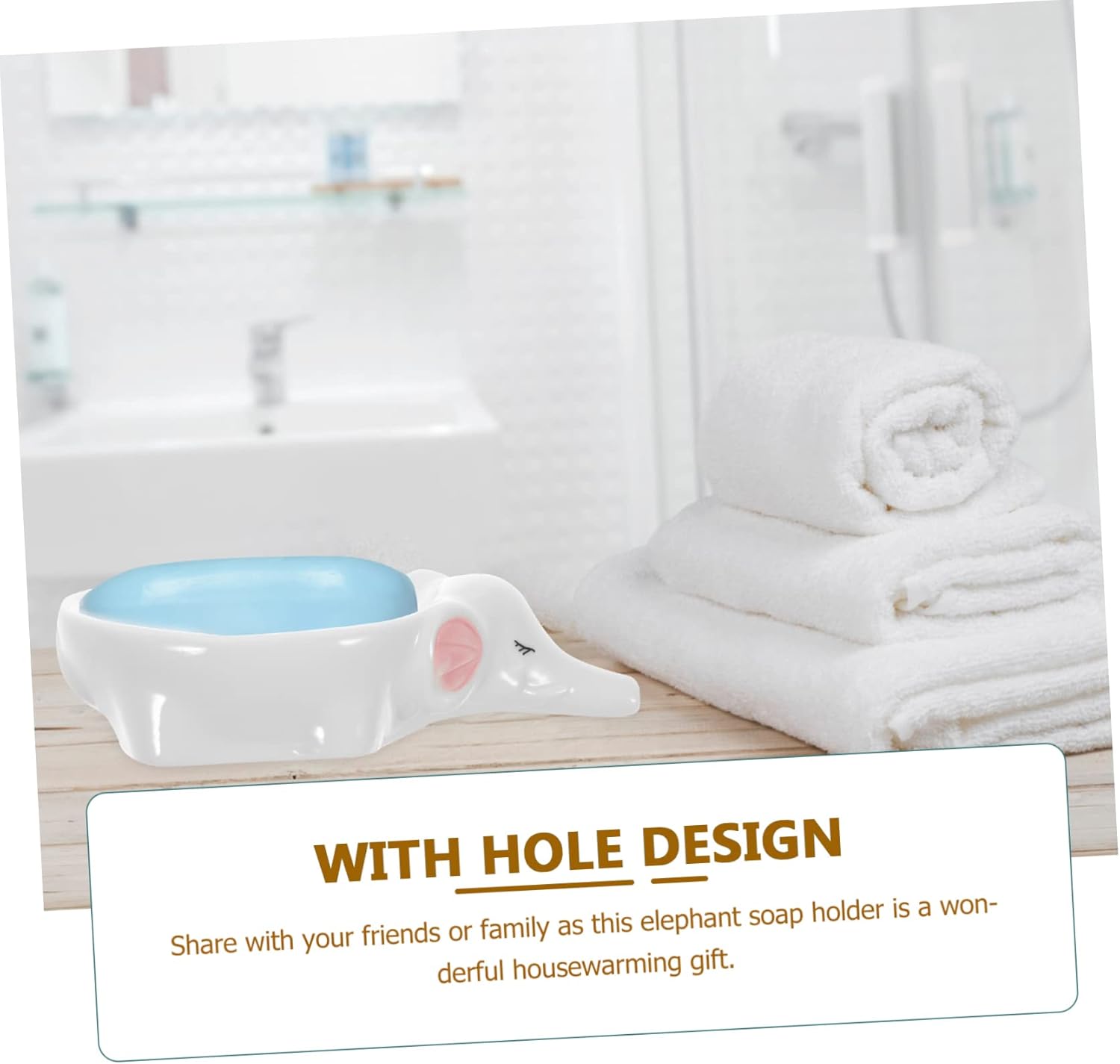 Cute Ceramic Elephant Soap Dish Holder for Bathroom and Kitchen