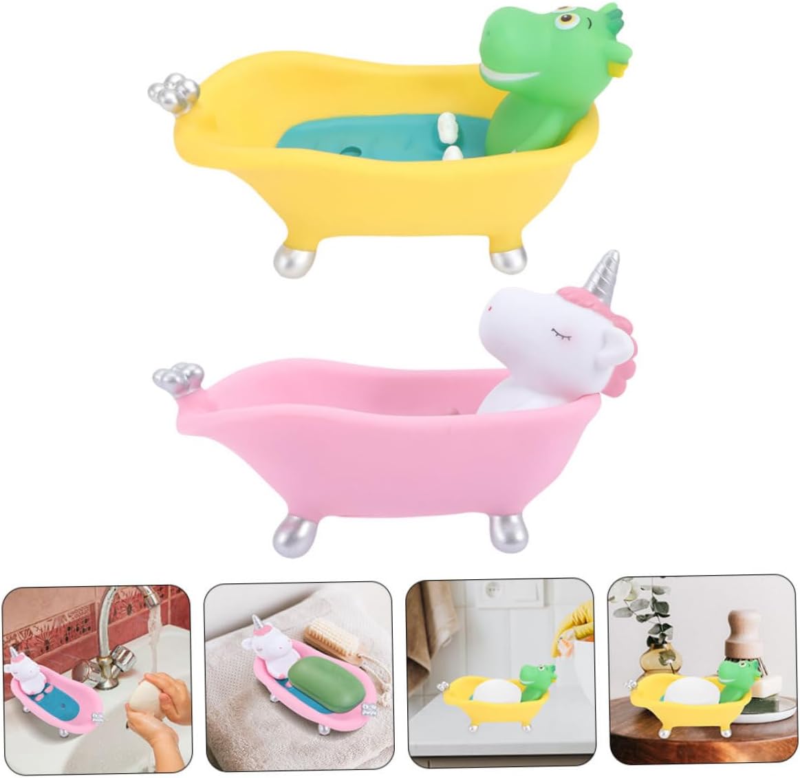 2pcs Cute Cartoon Animal Soap Holder Draining Tray for Bathroom