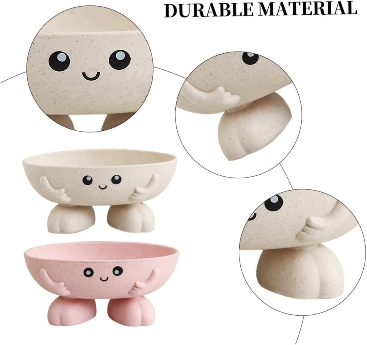 2pcs Cartoon Soap Dish with Drainage for Bathroom Kitchen