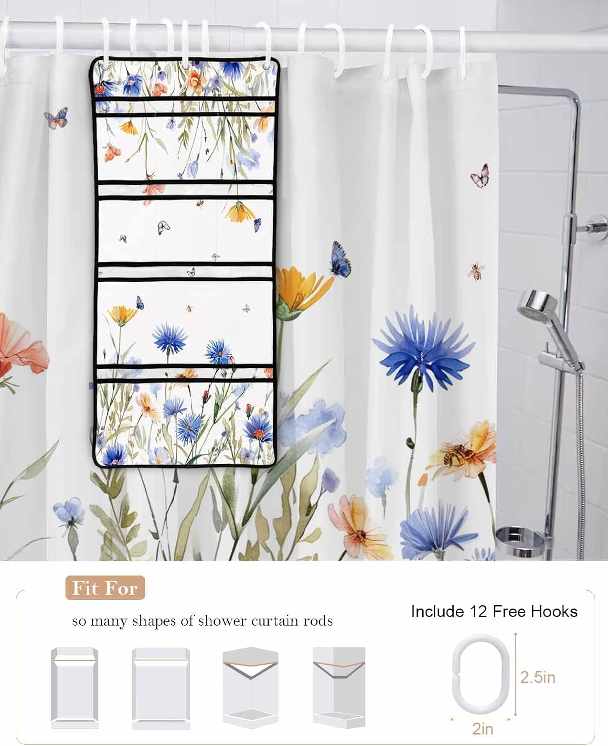 ZFUNCING Mesh Shower Organizer with 10 Pockets Waterproof Stylish for Bathroom