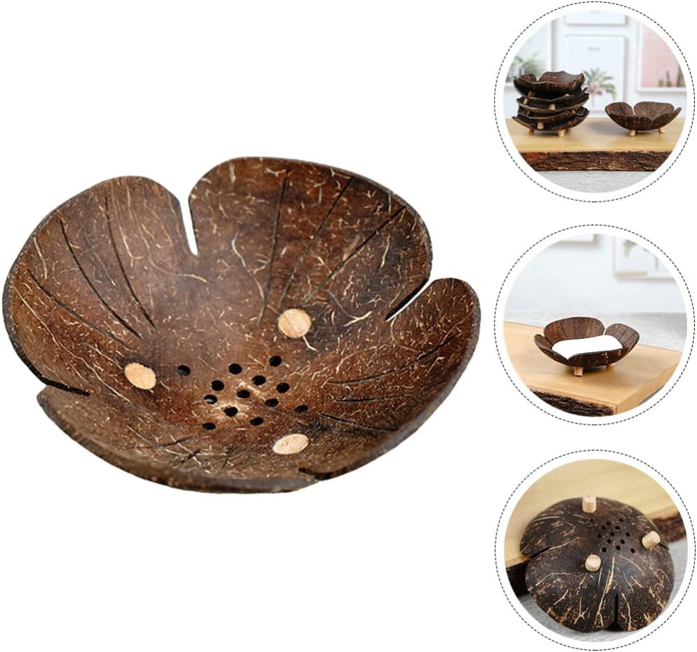 Eco-Friendly Coconut Shell Flower-Shape Soap Dish