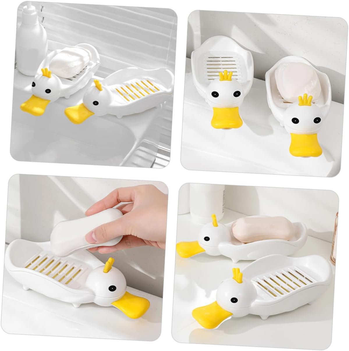LIFKOME Cute Duck Soap Holder Self Draining Dish for Bathroom Kitchen