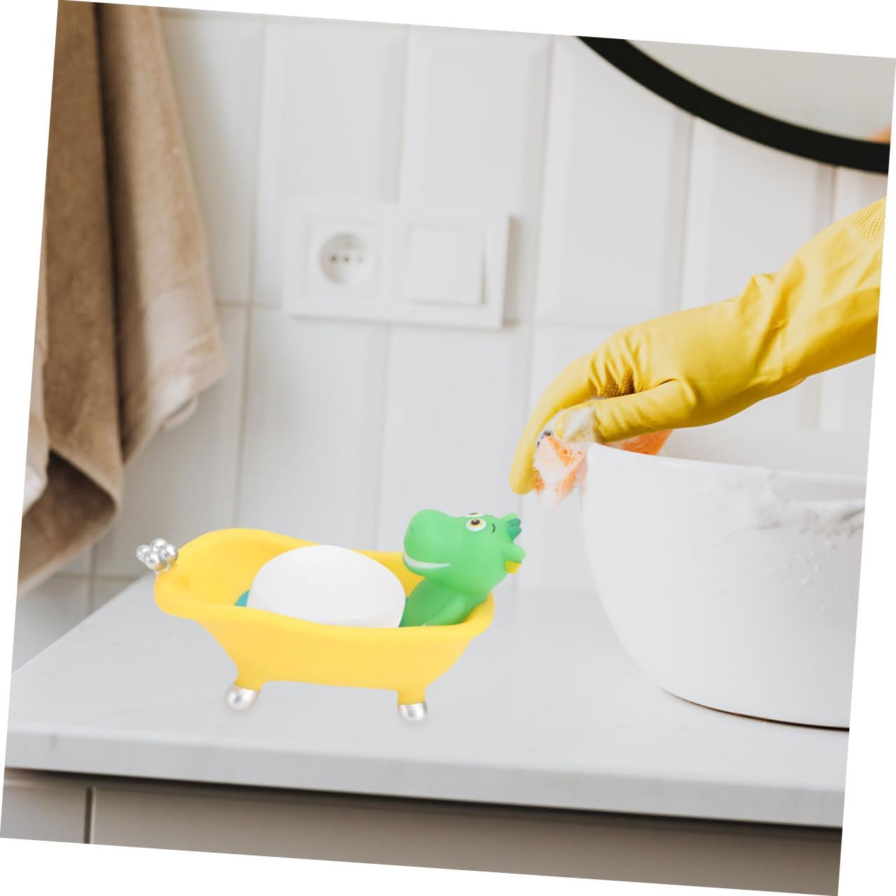 VALICLUD 2 Piece Cute Cartoon Dinosaur Soap Holder for Kids