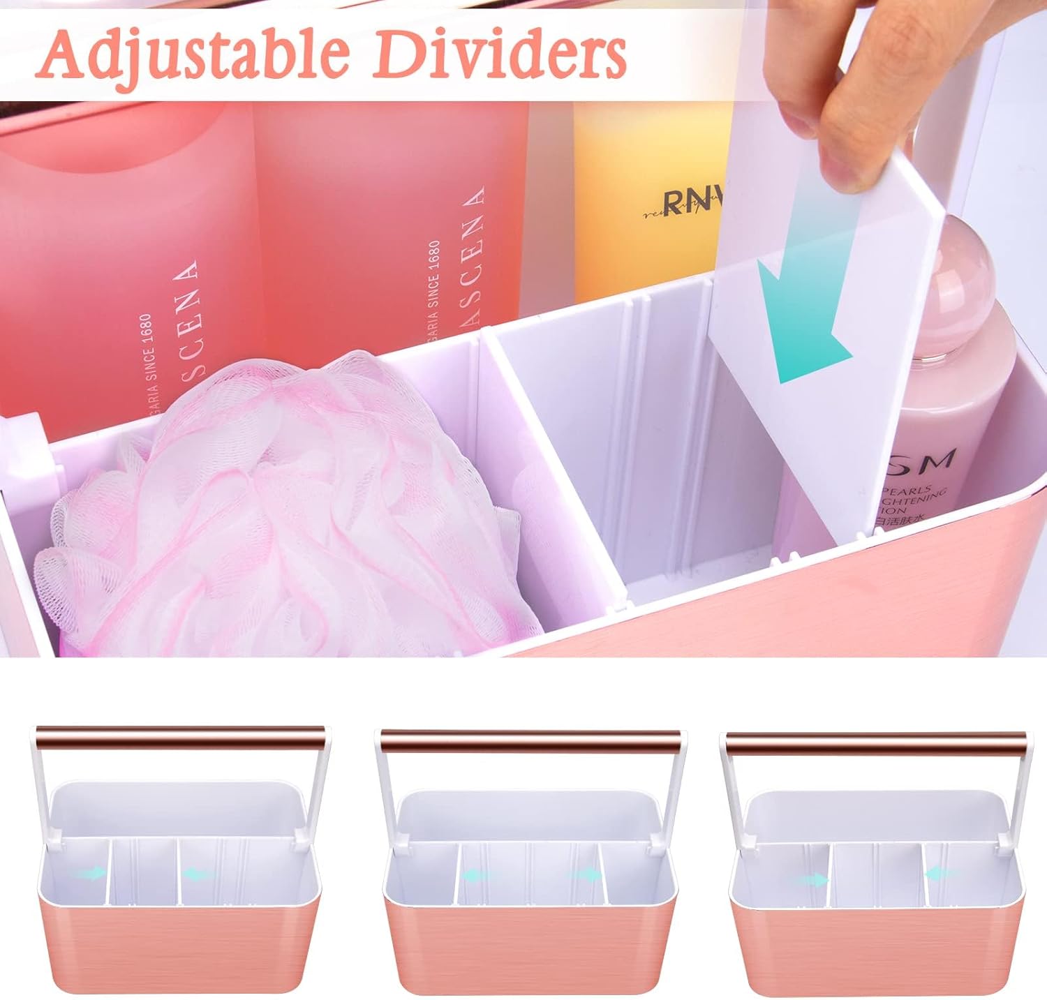 Portable Shower Caddy Tote with Handles Pink