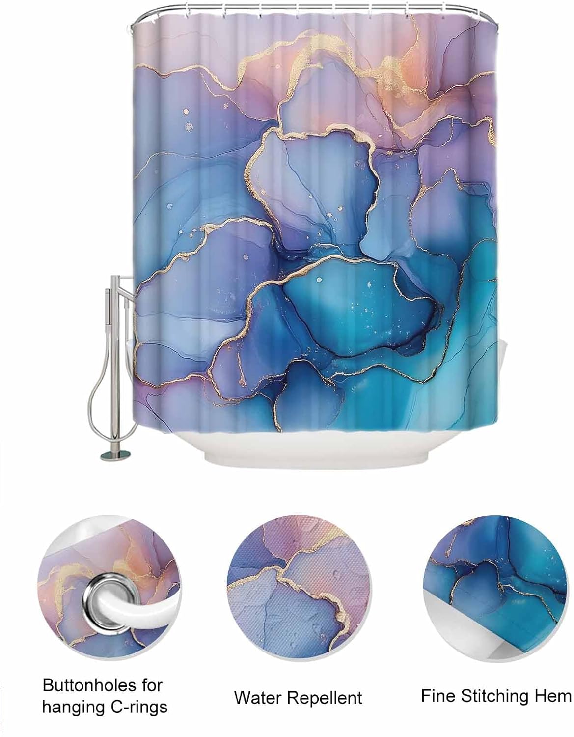 Stylish 10-Pocket Mesh Shower Organizer with Gradient Marble Texture