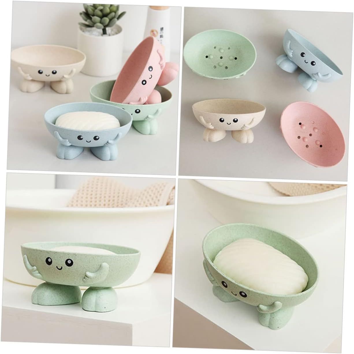 2-Piece Cartoon Self-Draining Soap Holder Tray