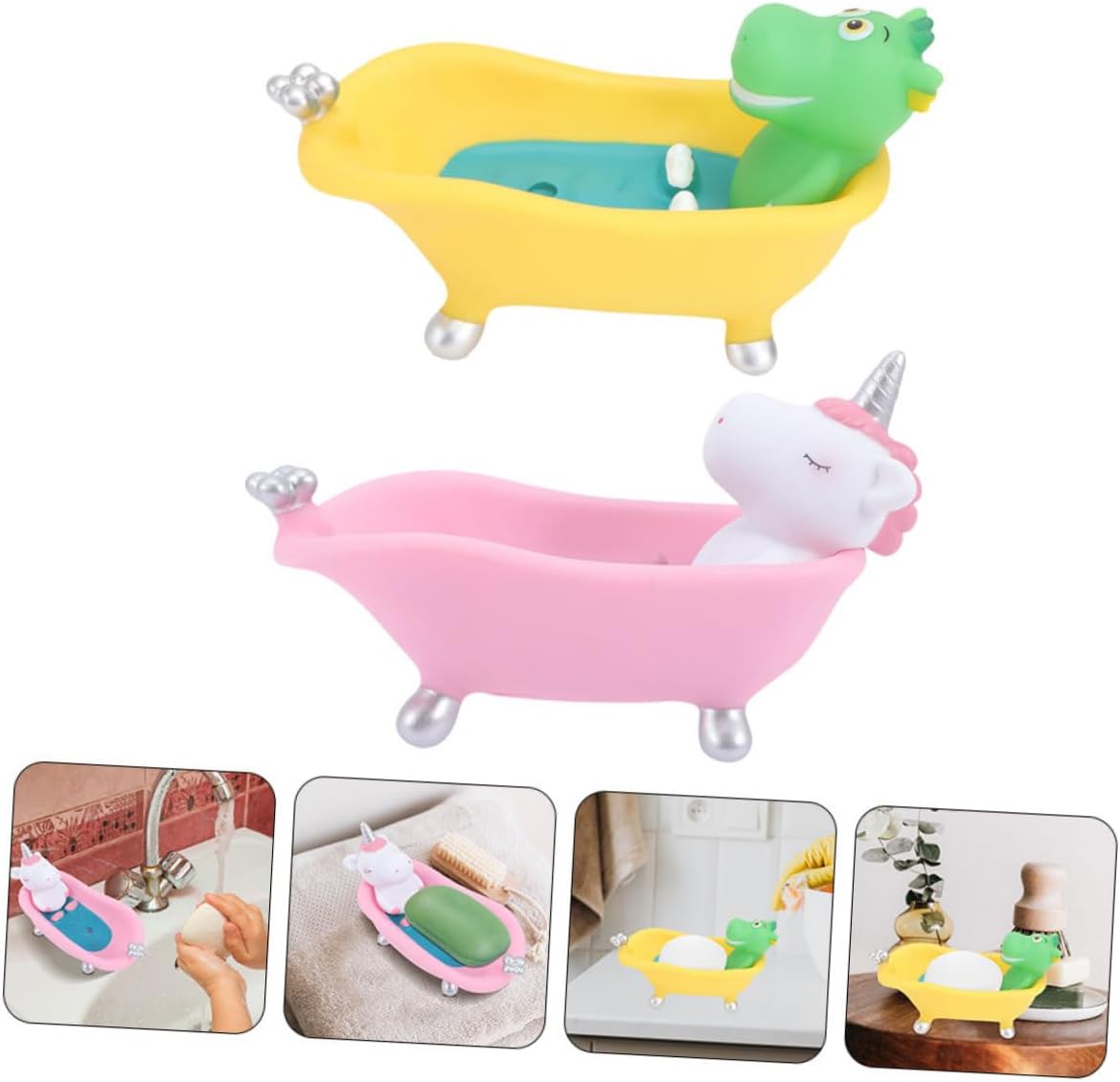 VALICLUD 2 Piece Cute Cartoon Dinosaur Soap Holder for Kids